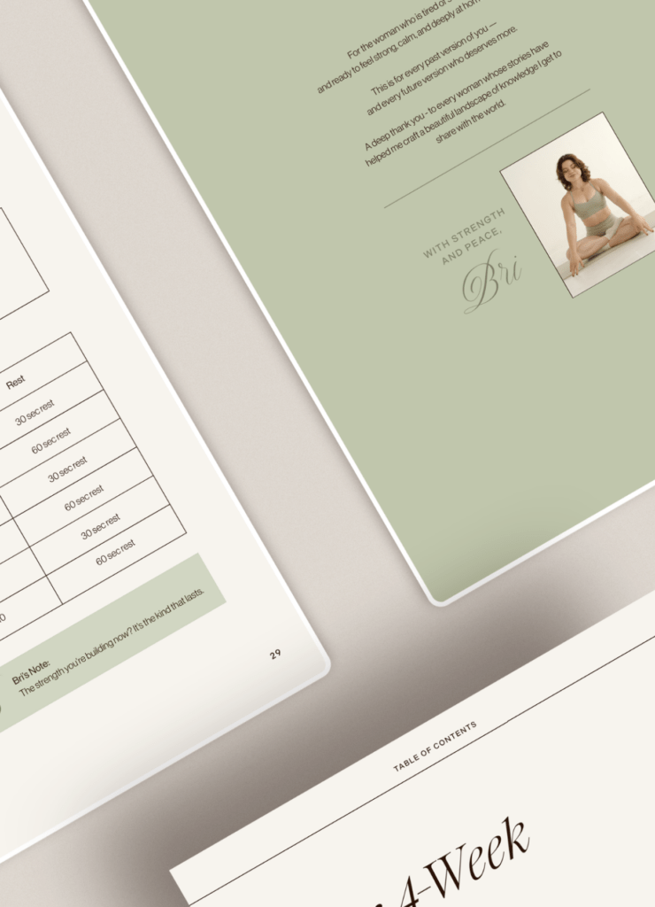 Bri Gainz - Wellness plan with calming design elements.